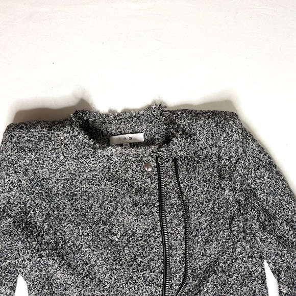 IRO Carlota Tweed Boucle’ Asymmetrical Black and Gray  Jacket Blazer Size 4 - Picture 8 of 10